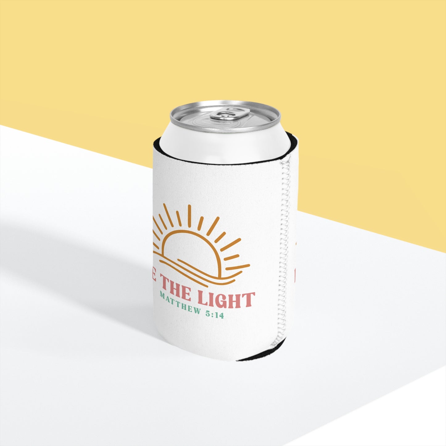 "Be The Light" Matthew 5:14 Sunrise Can Cooler Sleeve