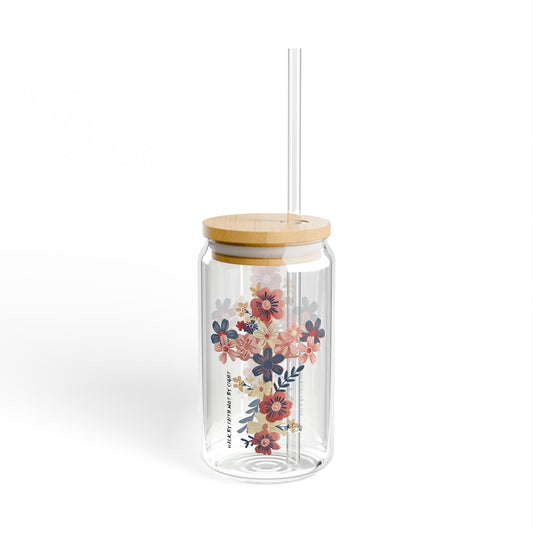 "Walk By Faith Not By Sight" Floral Sipper Glass