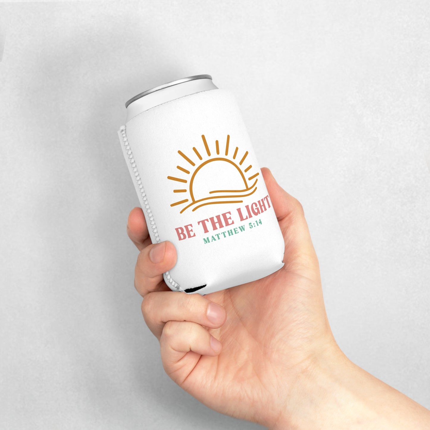 "Be The Light" Matthew 5:14 Sunrise Can Cooler Sleeve