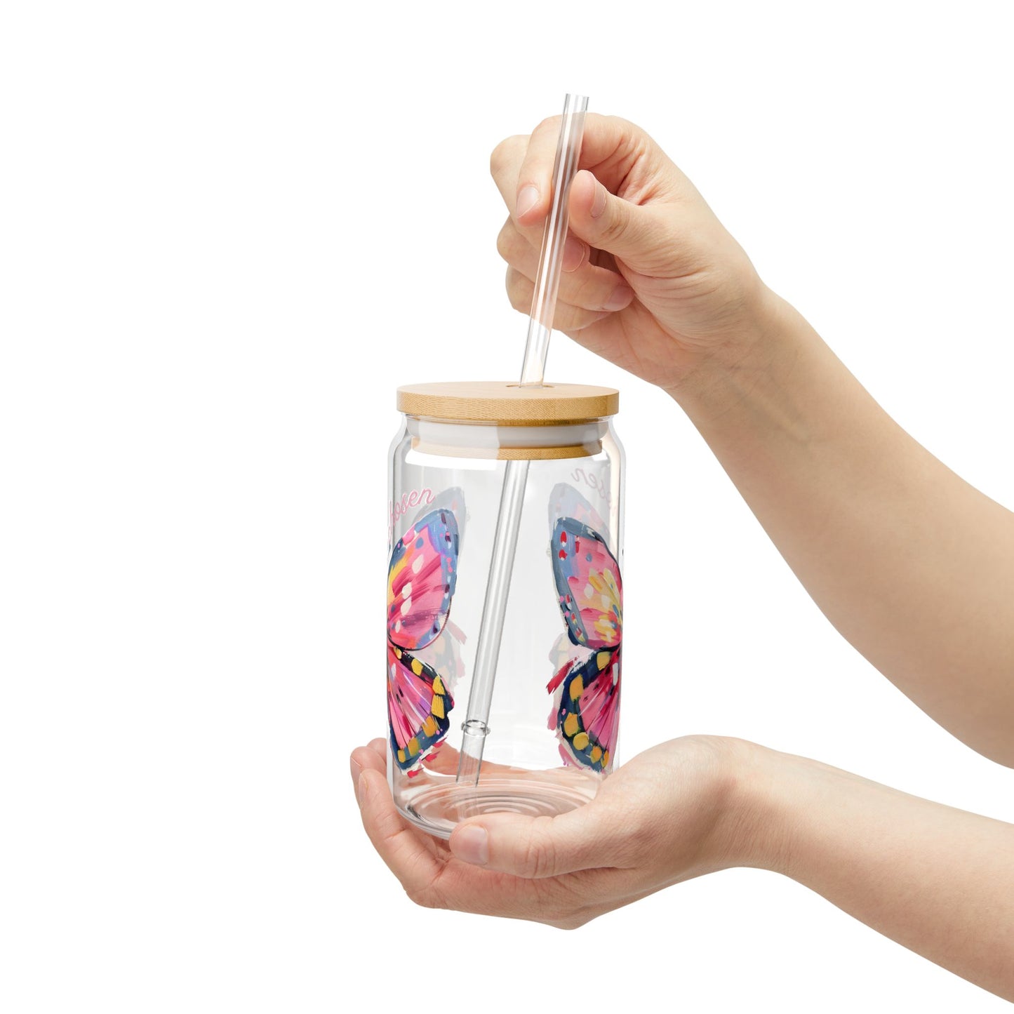 "Chosen" Butterfly Sipper Glass