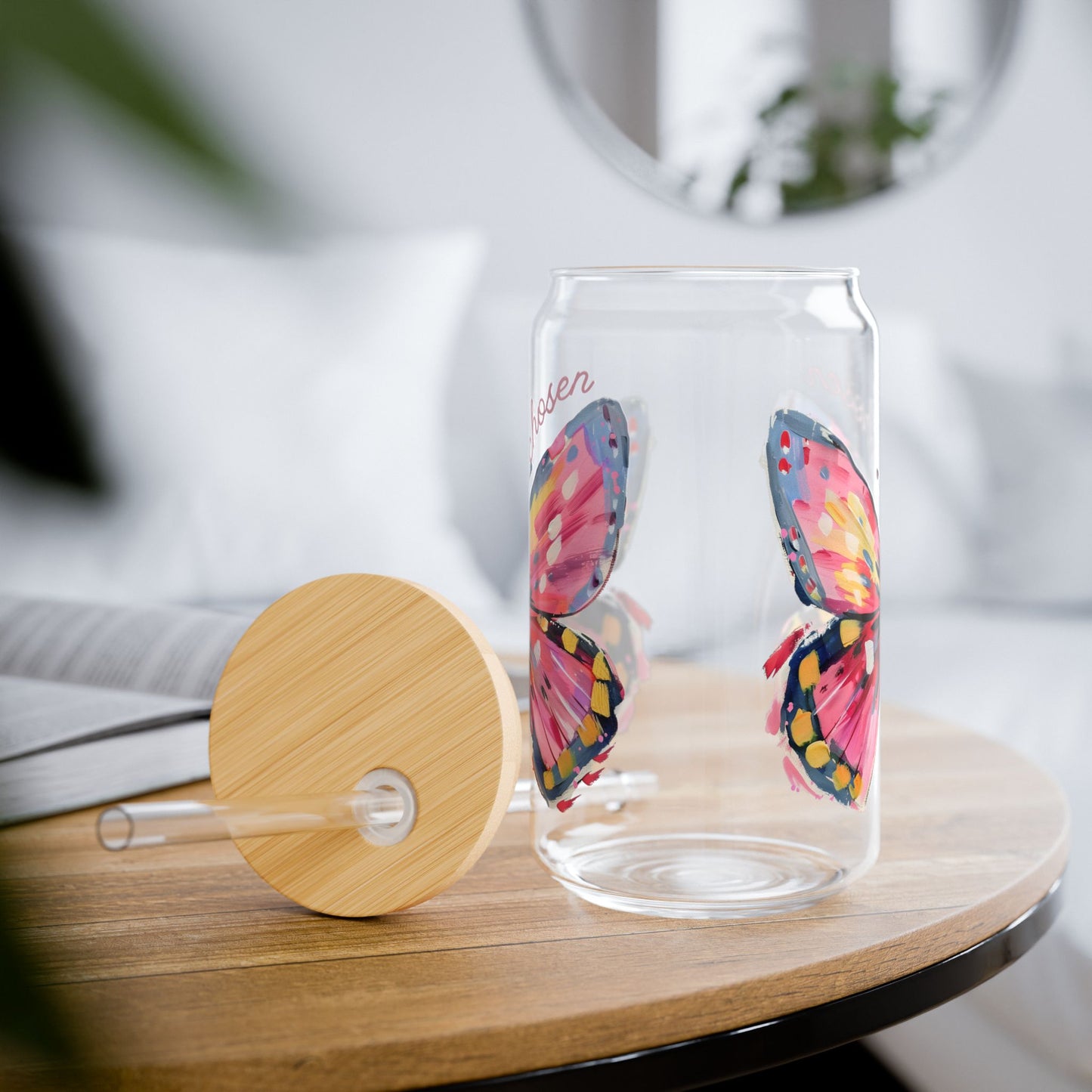 "Chosen" Butterfly Sipper Glass