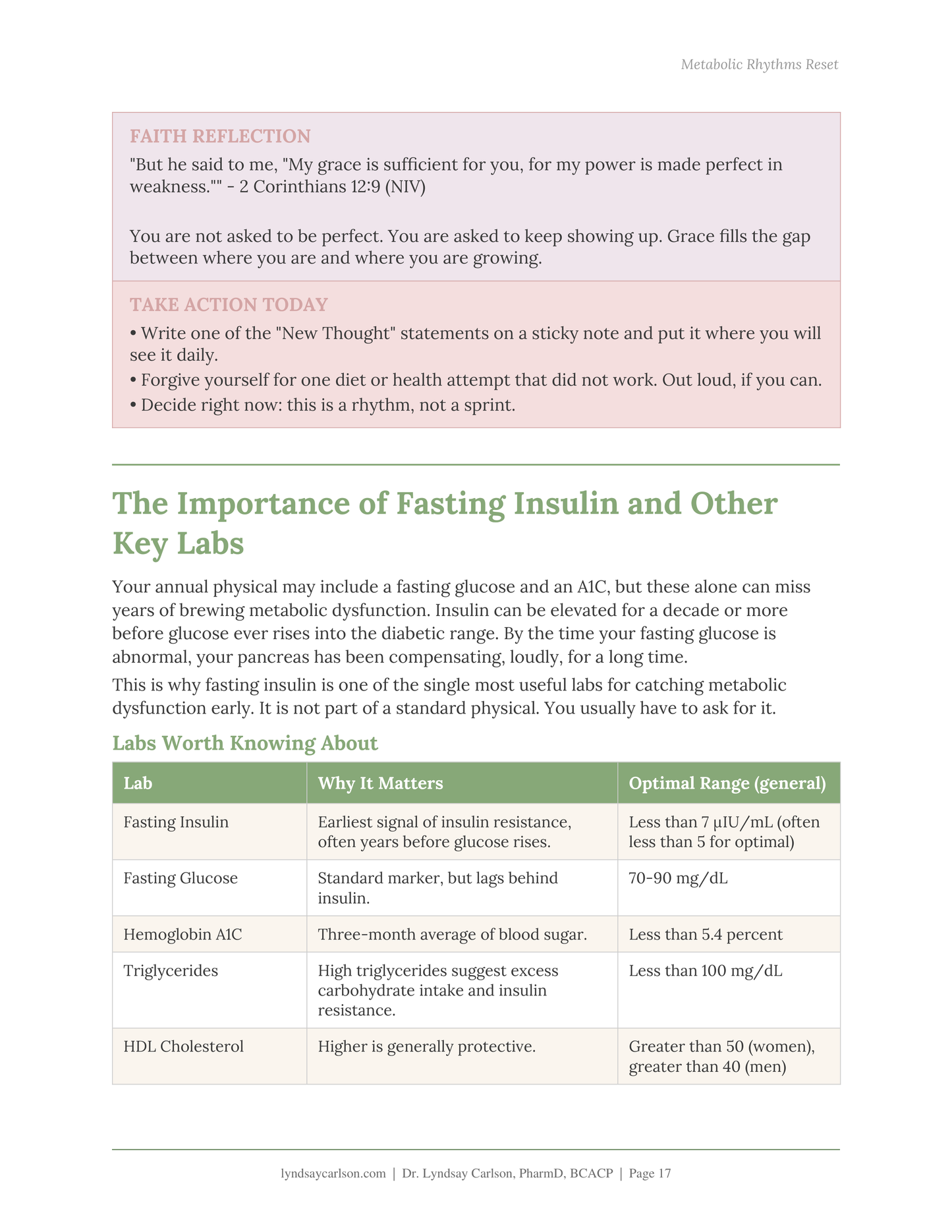 ey metabolic health labs page including fasting insulin, glucose, A1C, triglycerides, ApoB, Lp(a), hs-CRP, vitamin D, and ferritin
